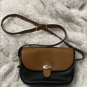 AUTHENTIC Dior Tan and Black Leather Crossbody Bag